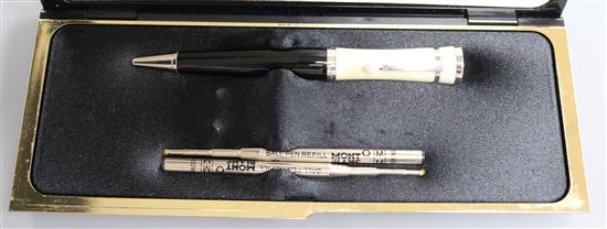 A Montblanc Greta Garbo ball point pen in an associated Montblanc case